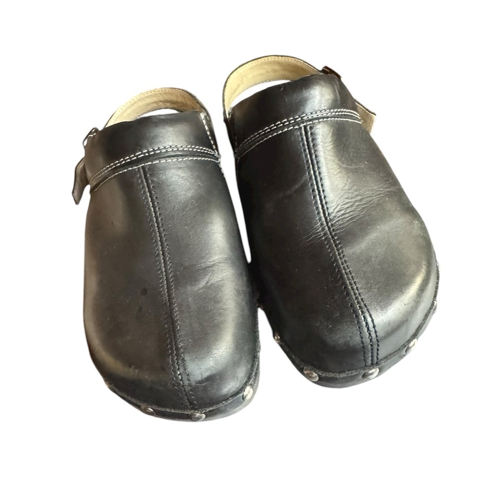 Kalso Black Shanti Negative Heel Leather Slip-On/or Slingback Clogs - Picture 5 of 8